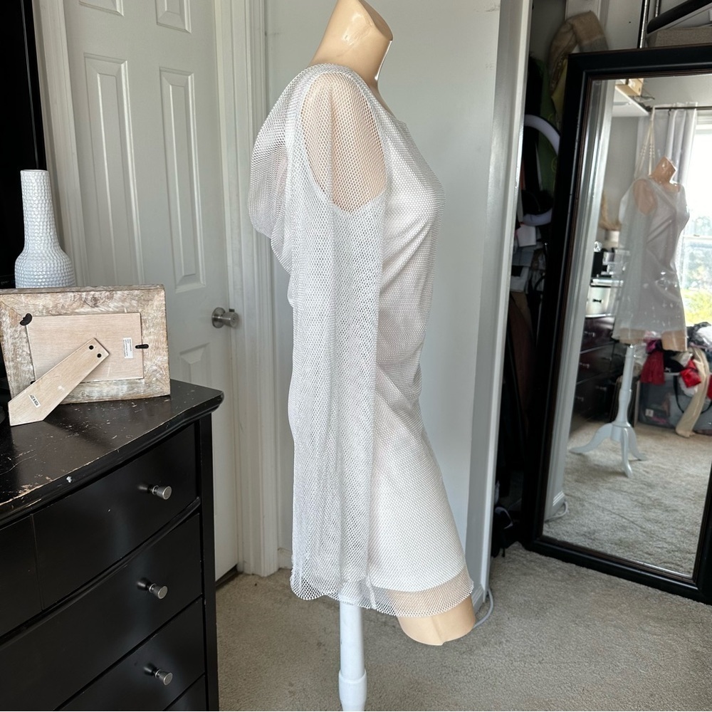LULU’S SPECIAL GLOW FISHNET LUREX BELL SLEEVE MINI DRESS - Picture 9 of 13